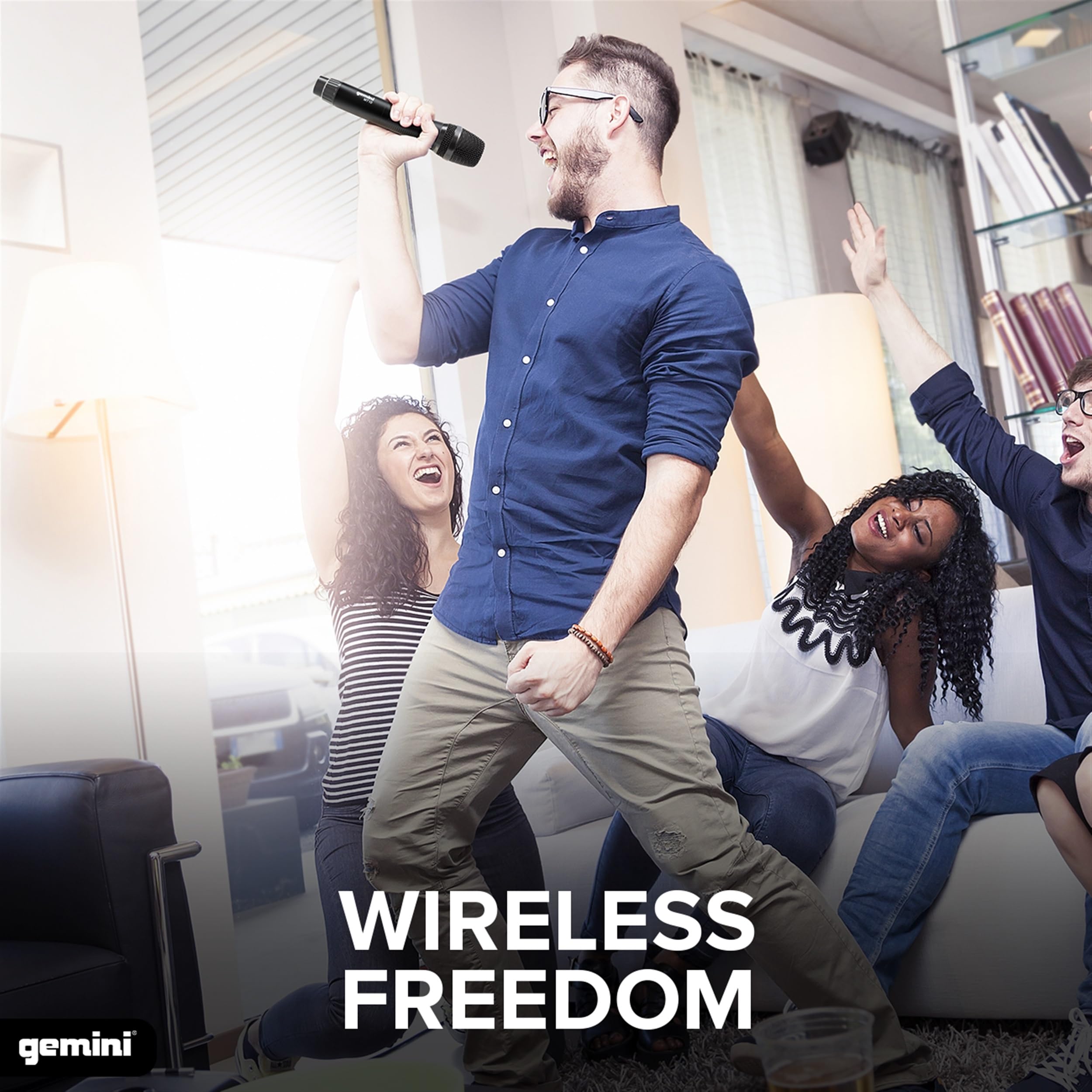 Gemini Sound GMU-M100 profesyonel tak ve çalıştır kablosuz şarj edilebilir UHF el mikrofonu, mikser veya PA hoparlör için kablosuz kendinden güç 1/4 inç jak alıcısı, karaoke ve canlı performans