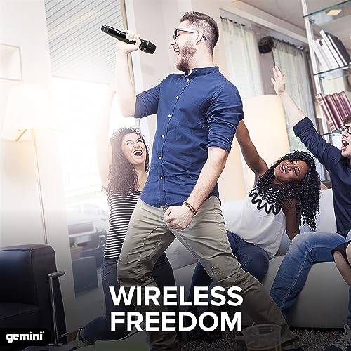Gemini Sound GMU-M100 profesyonel tak ve çalıştır kablosuz şarj edilebilir UHF el mikrofonu, mikser veya PA hoparlör için kablosuz kendinden güç 1/4 inç jak alıcısı, karaoke ve canlı performans