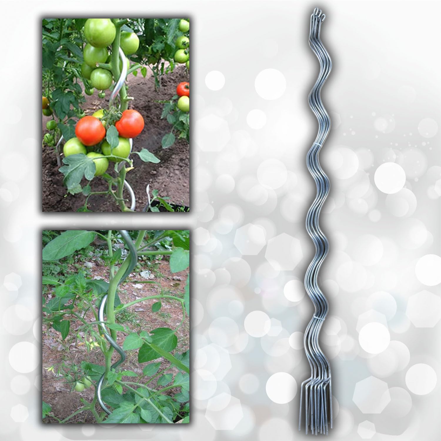 AKTEPE GROUP 20 Adet 150 Cm Metal Spiral Bitki Destek Çubuğu Hobi Bahçesi Bitki Bağlama Teli Sebze Desteği ve Çiçek Teli