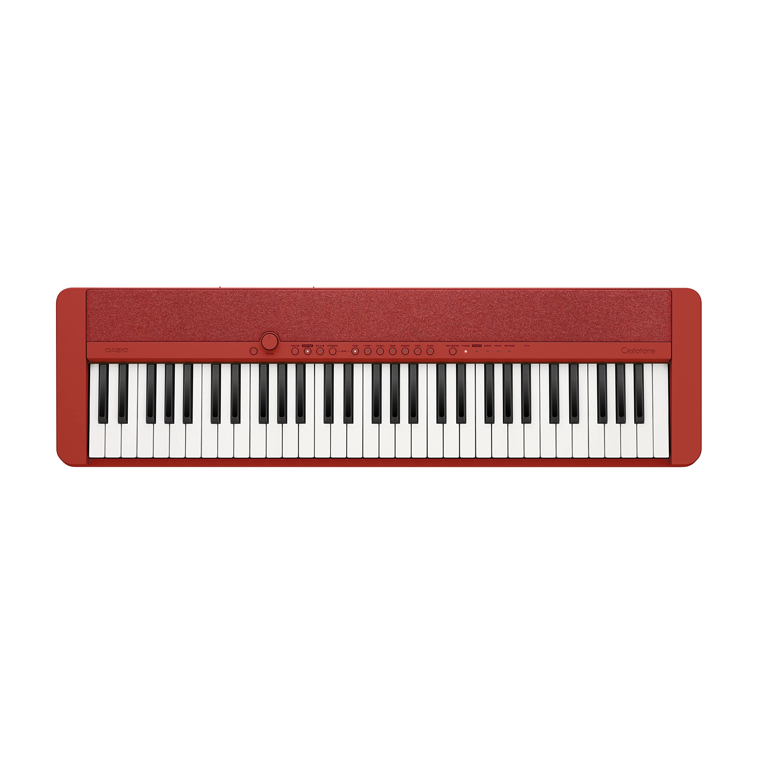 Casio CT-S1RD Casiotone piyano klavye, 61 vuruşa duyarlı tuşlu, kırmızı