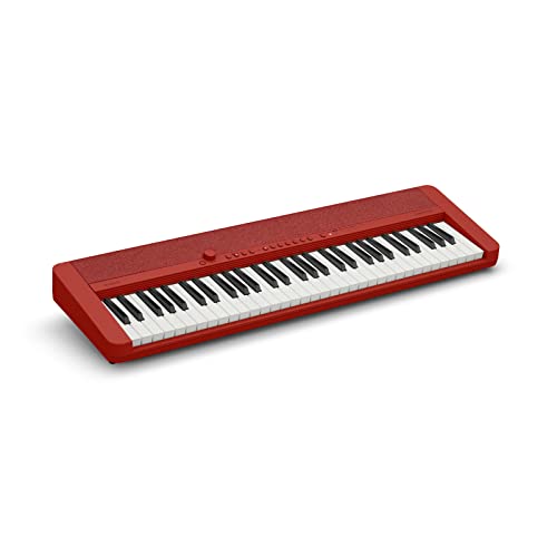 Casio CT-S1RD Casiotone piyano klavye, 61 vuruşa duyarlı tuşlu, kırmızı