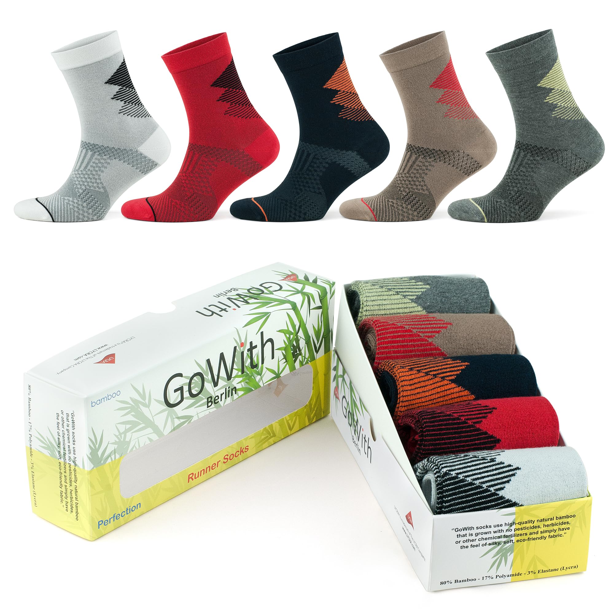 GoWith Bamboo Ankle Running Sports Gifts Socks for Men Athletic Fun Golf Yürüyüş Çorabı, 5 Çift, Aya