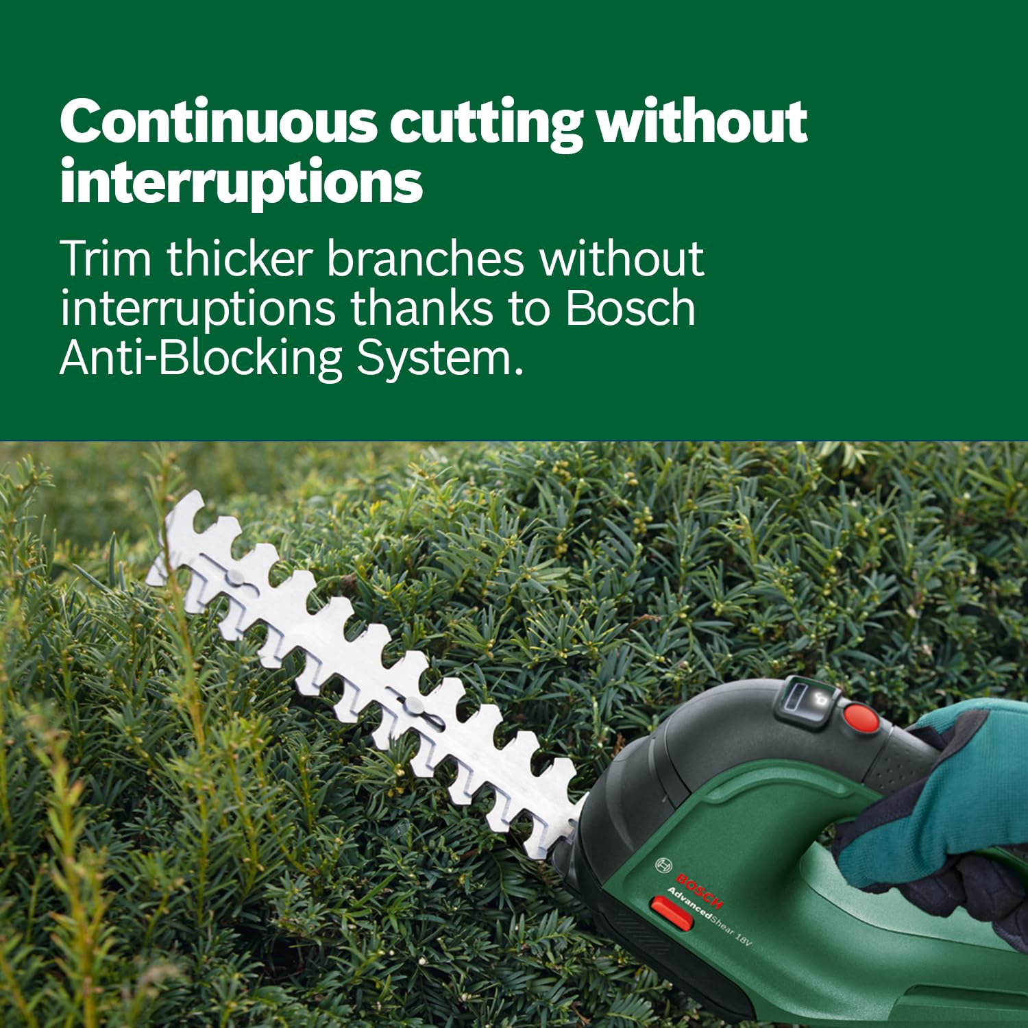 Bosch Home and Garden AdvancedShear 18V-10 akülü çim makası (1 akü 2,0 Ah, 18 Volt sistem, akü şarjı başına 85 m²'ye kadar keser, çalı ve çim makası bıçağı, kartonda)