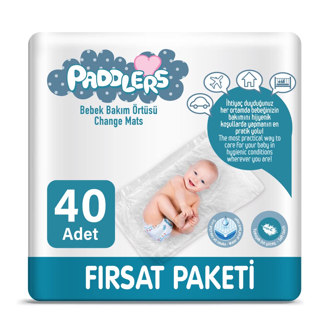 Paddlers Bebek Bakım Örtüsü 60x60 cm 40 Adet (4x10) – Alt Açma, Yatak Koruyucu