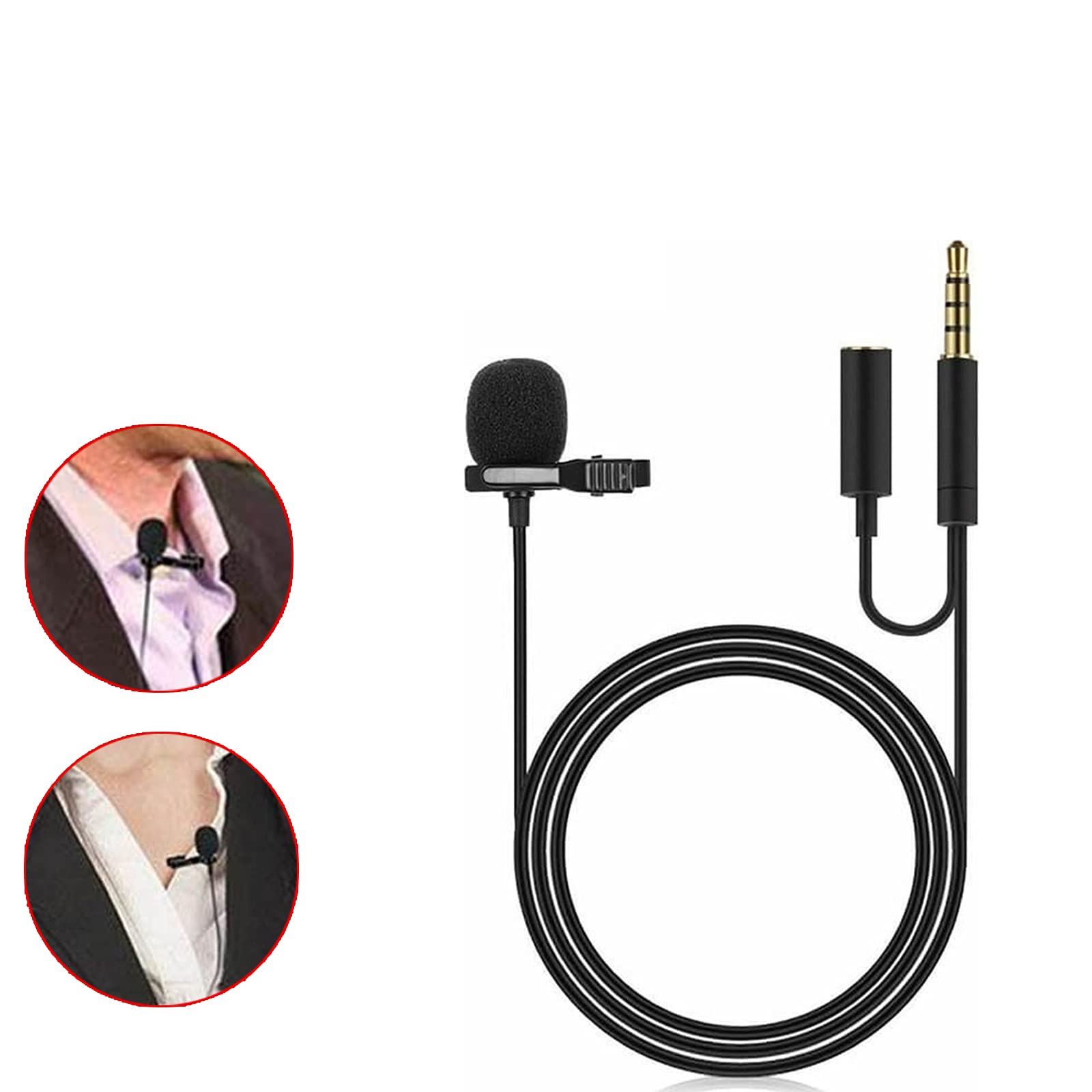 Microcase Kulaklık Girişli 3.5 mm Jack Profesyonel Youtuber Yaka Mikrofonu 1.5 Metre - AL2634