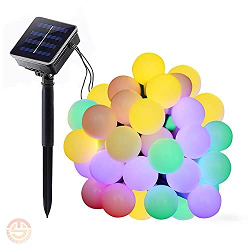 TechnoSmart Solar 50 Ledli 8 Modlu Canlı Renkli Toplar Bahçe Aydınlatma Dekorasyon Güneş Enerjili