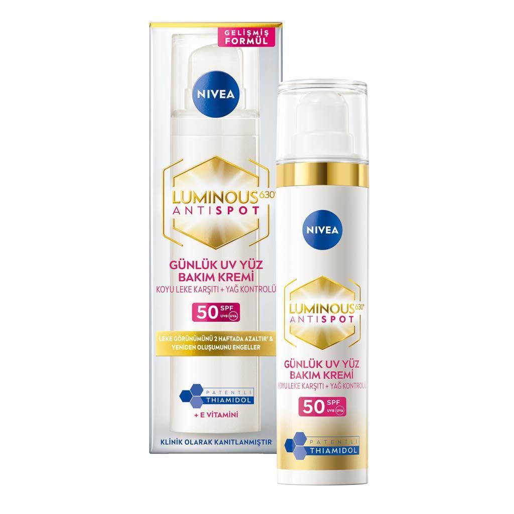 NIVEA Luminous630 Leke Karşıtı Gündüz Bakım Kremi 40ml, SPF50 Yüksek Güneş Koruyucu, Hyaluronik Asit