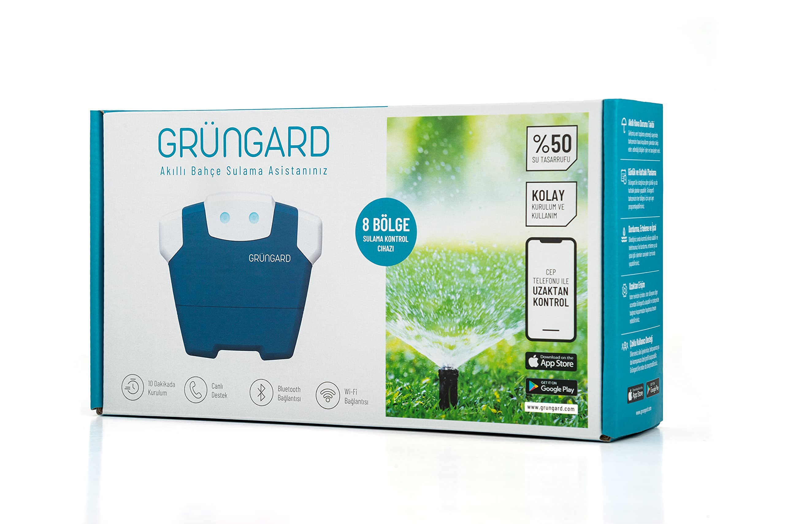 Grüngard Akıllı Sulama Asistanı, 8 Bölge Kontrol, Wi-Fi Bahçe Sulama Bilgisayarı, 24V AC Elektrikli Vana Kontrol