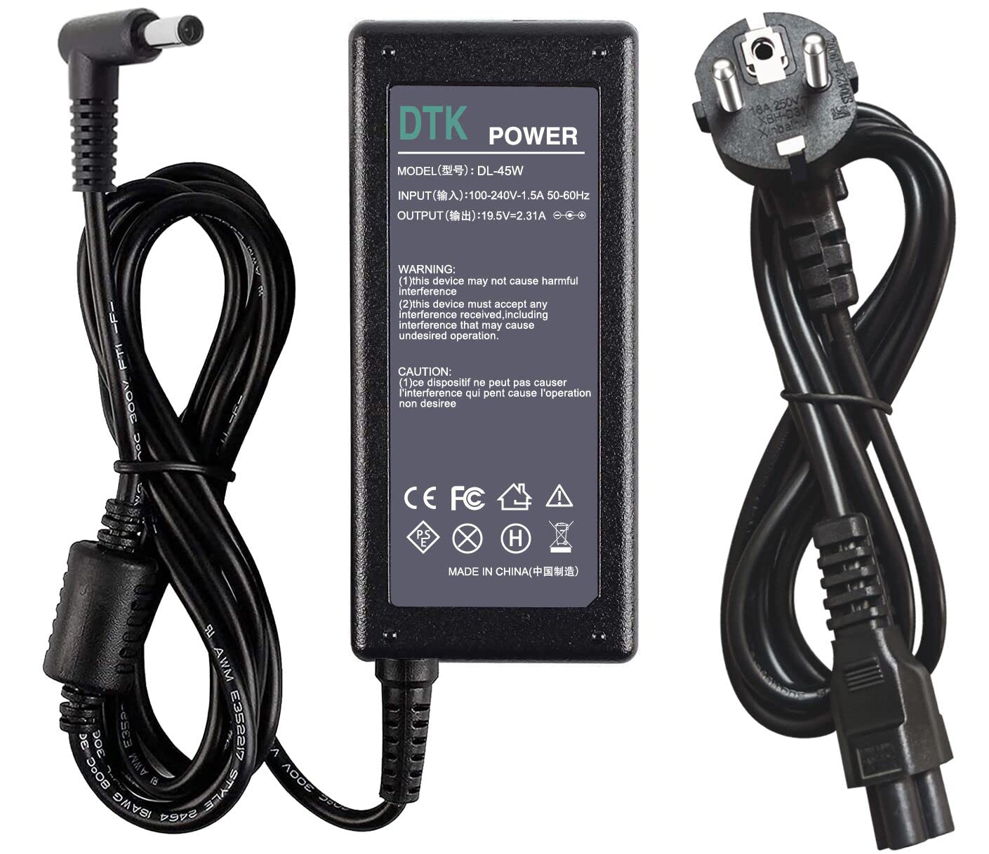 DTK Dell için şarj cihazı 19.5V 2.31A 45W Laptop Güç Kaynağı Dell Inspiron 11 13 14 15 3000 5000 7000 XPS 13 9333 9343 9350 9360 AC Adaptör 4.5 * 3.0 mm
