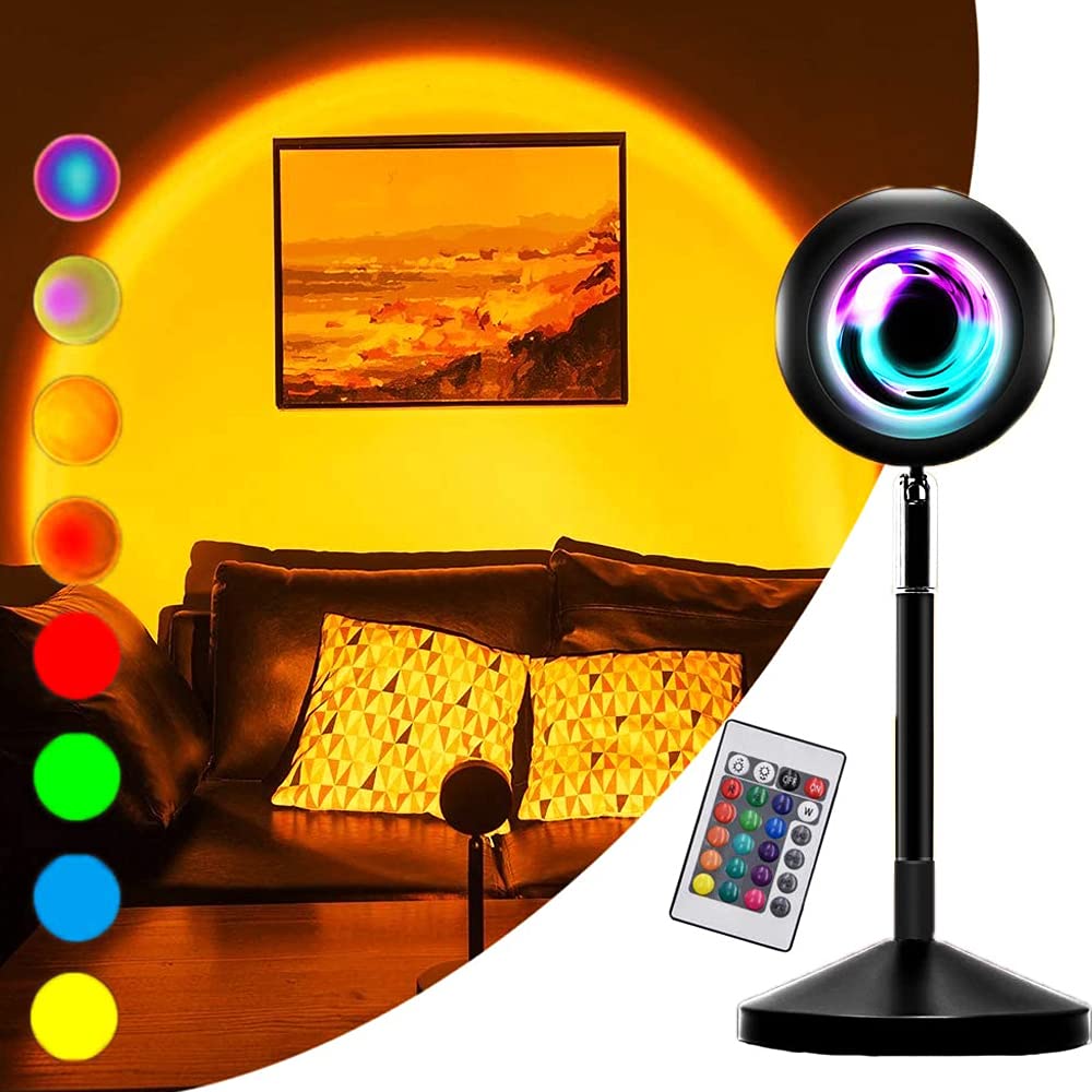 Coverzone Kumandalı Gün Batımı Projektörü RGB 16 Renk UFO Projeksiyon USB Masa Lambası