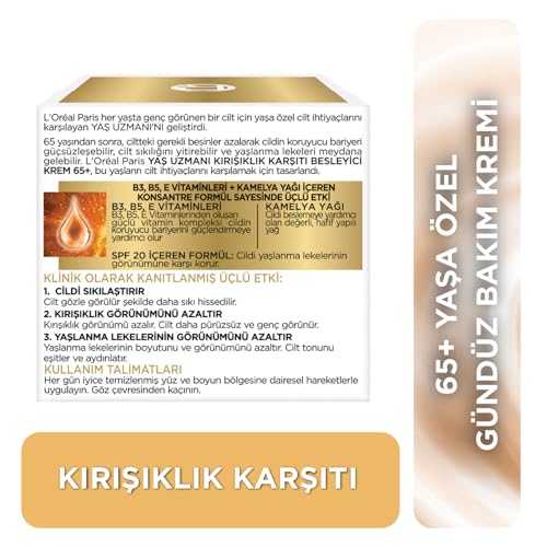 L'OREAL PARIS Yaş Uzmanı 65+ Kırışıklık Karşıtı Besleyici Krem