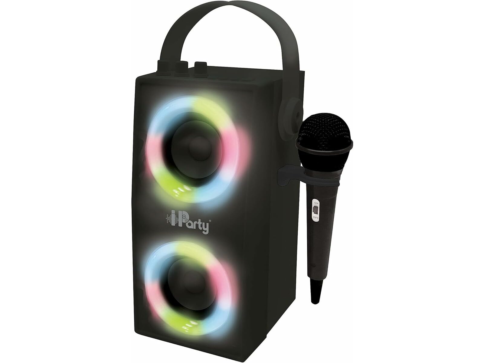 Lexibook iPparty Hoparlör - Taşınabilir Bluetooth Mikrofon Hoparlörü, Karaoke, Işık Efektleri, Kablosuz, USB, SD Kart, Şarj Edilebilir Pil, Siyah, BTP180BKZ, Tek Boyut