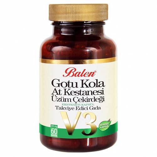 Balen Gotu Kola At Kestanesi Üzüm Çekirdeği Balen V3 60 Kapsül x 355 Mg