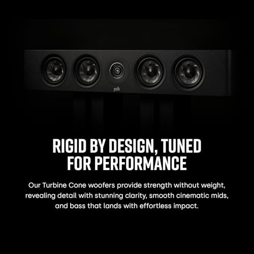 Polk Audio Reserve Serisi R350 İnce Merkez Kanal Hoparlör, L/R Surround Hoparlör olarak iki katına, 1 "Pinnacle Tweeter ve Dört 4" Türbin Woofer, Dolby Atmos ve IMAX Enhanced, Ev Stereo Hoparlörler