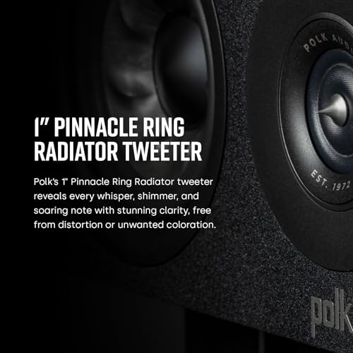 Polk Audio Reserve Serisi R350 İnce Merkez Kanal Hoparlör, L/R Surround Hoparlör olarak iki katına, 1 "Pinnacle Tweeter ve Dört 4" Türbin Woofer, Dolby Atmos ve IMAX Enhanced, Ev Stereo Hoparlörler