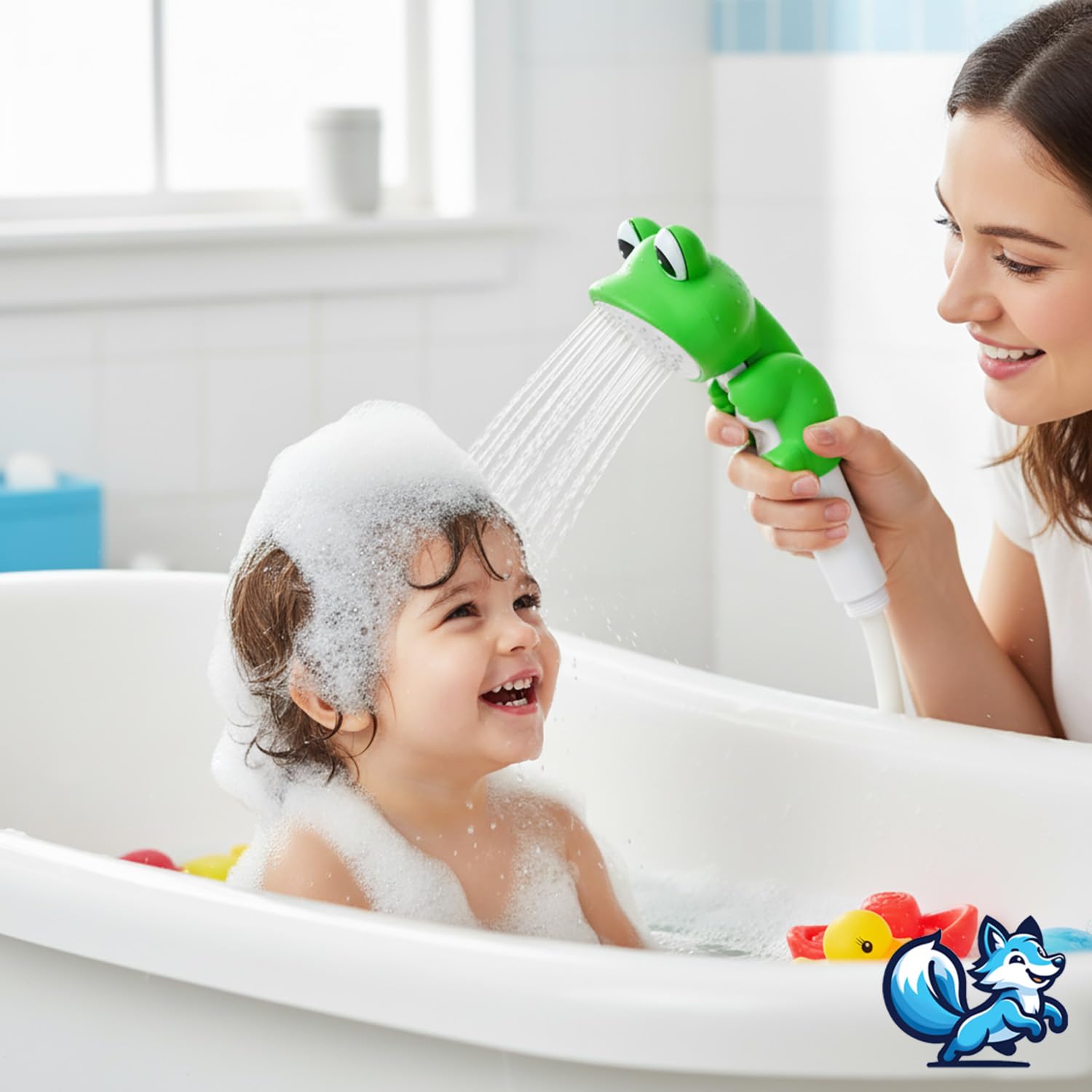 Bluefox Sevimli Hayvan Figürlü Bebek Duş Başlığı – Annelerin Yardımcısı Eğitici Banyo Oyuncağı, Kolay Kurulum, El-Göz Koordinasyonu Geliştirici, Çocuklar İçin Renkli ve Eğlenceli