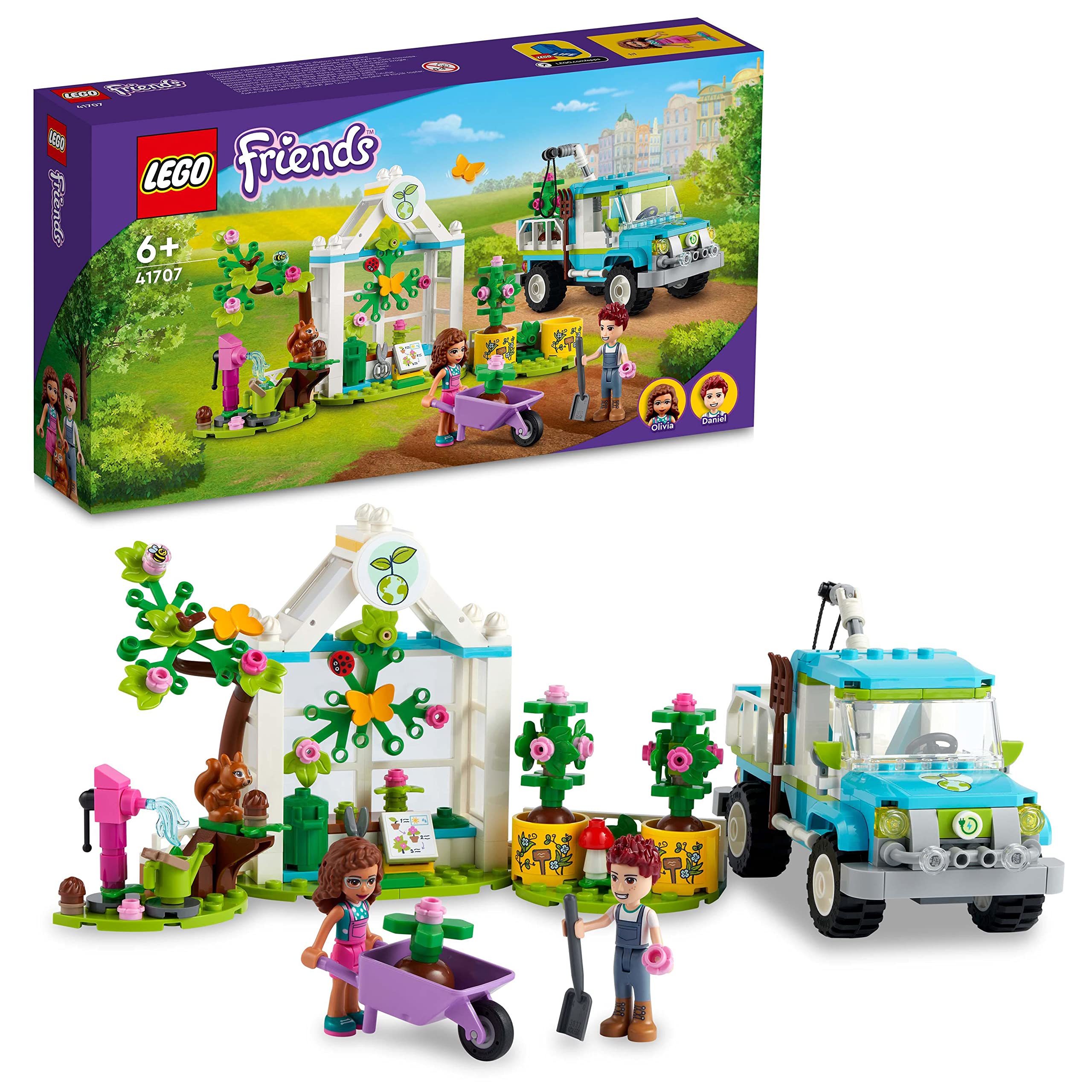 LEGO® Friends Ağaç Dikme Aracı 41707 – 6 Yaş ve Üzeri Çocuklar için Oyuncak Ağaçlar, Sera ve Kamyon İçeren Yaratıcı Oyuncak Yapım Seti (336 Parça)