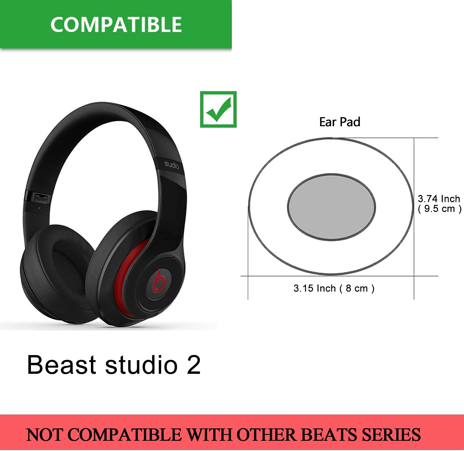Miruchertter Yedek Kulak Pedleri Beats Studio 2.0 Kablolu B0500 B0501 Beats Studio 3.0 Kulaklık Yedek Kulaklıklar Kulak Pedleri Kulak Bardakları Onarım Parçaları