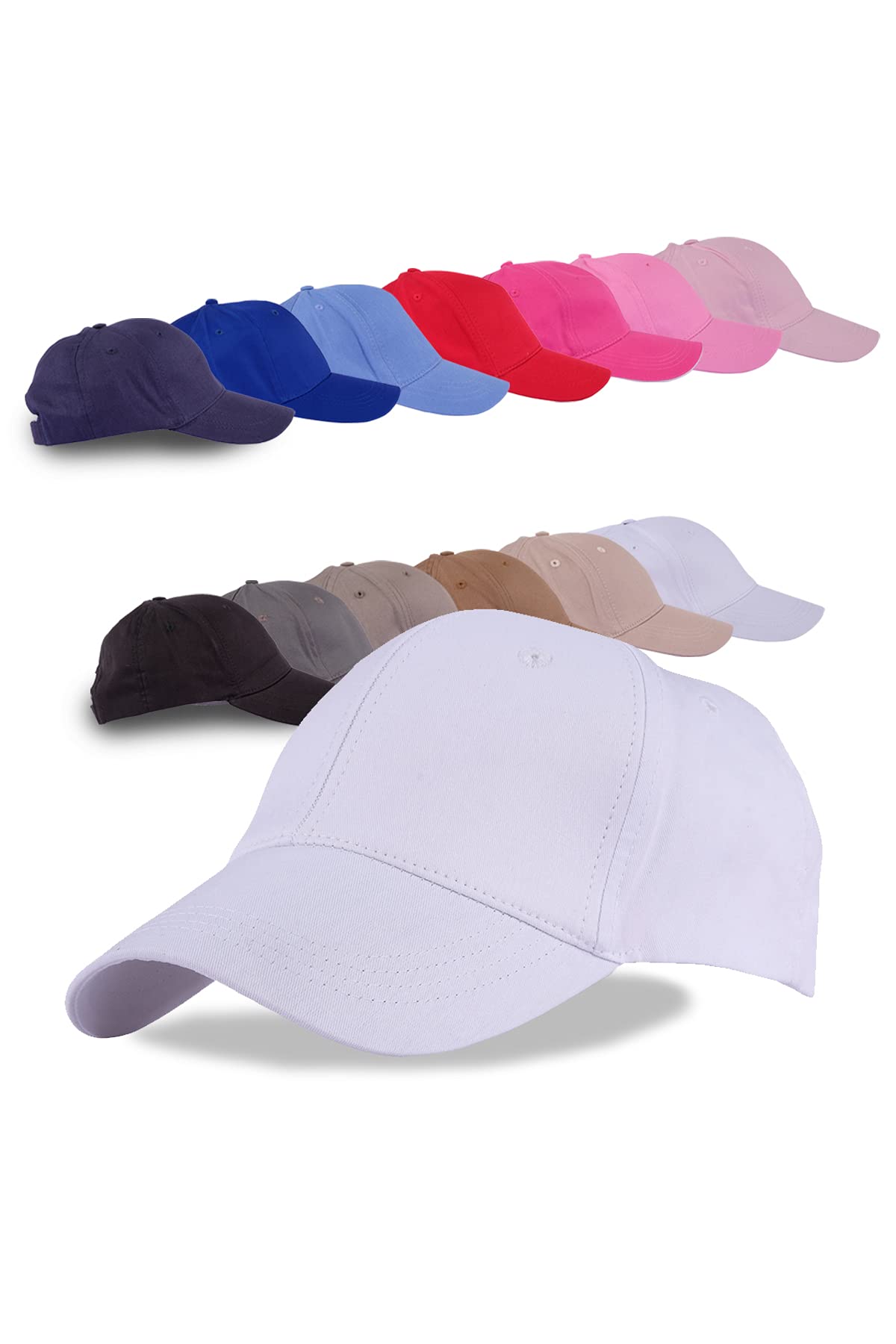Perlotus Düz Renk Spor Beyzbol Kep Pamuklu Şapka Beyaz