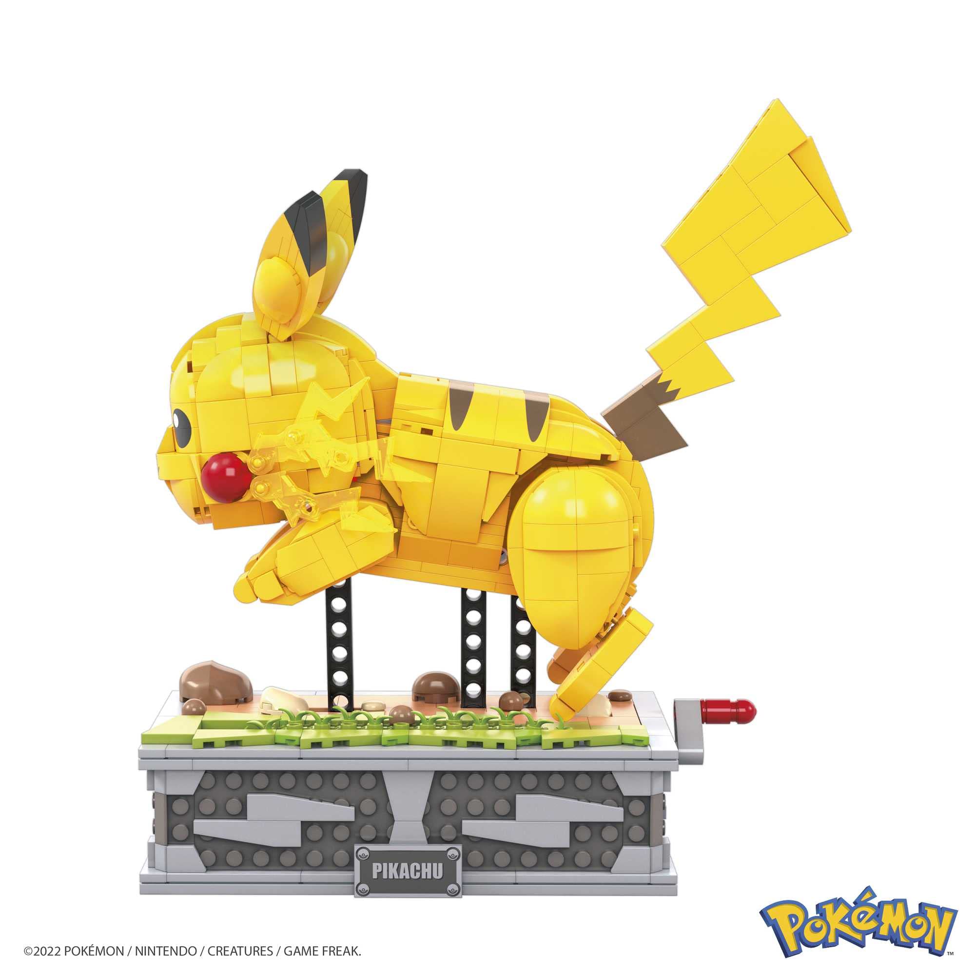 Mega Pokémon Hareketli Pikachu yapı seti, 1095 adet Uyumlu Blok ve Parça İçeren, Bükülebilir Eklemli Oyuncak Seti HGC23
