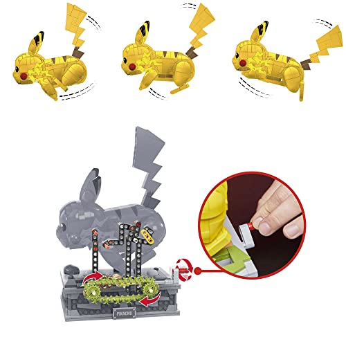 Mega Pokémon Hareketli Pikachu yapı seti, 1095 adet Uyumlu Blok ve Parça İçeren, Bükülebilir Eklemli Oyuncak Seti HGC23