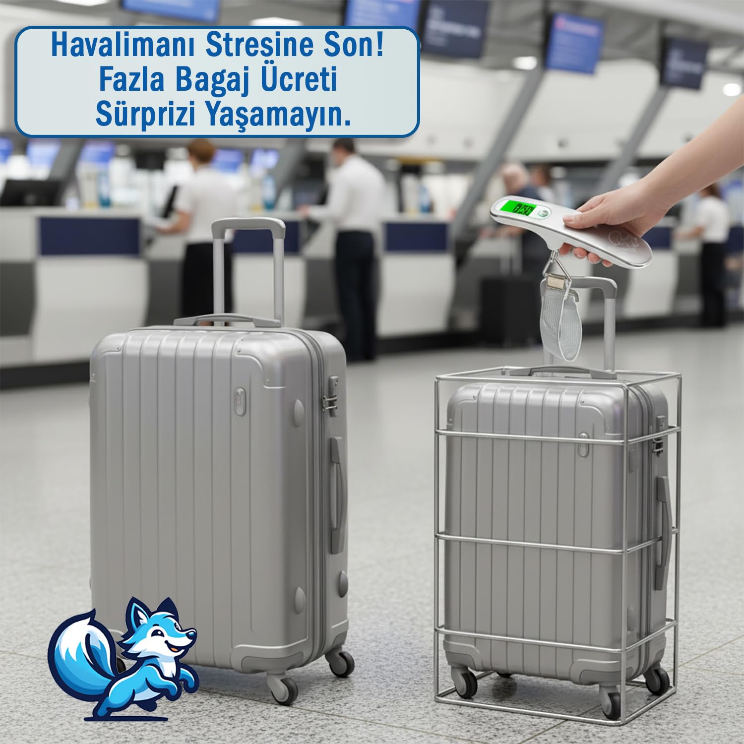 Bluefox Dijital Bagaj Tartısı - 50kg/110lb Kapasiteli, Dara Fonksiyonlu, Arkadan Aydınlatmalı LCD Ekran, Çoklu Ağırlık Birimi Seçenekleri, Taşınabilir ve Ergonomik Tasarım