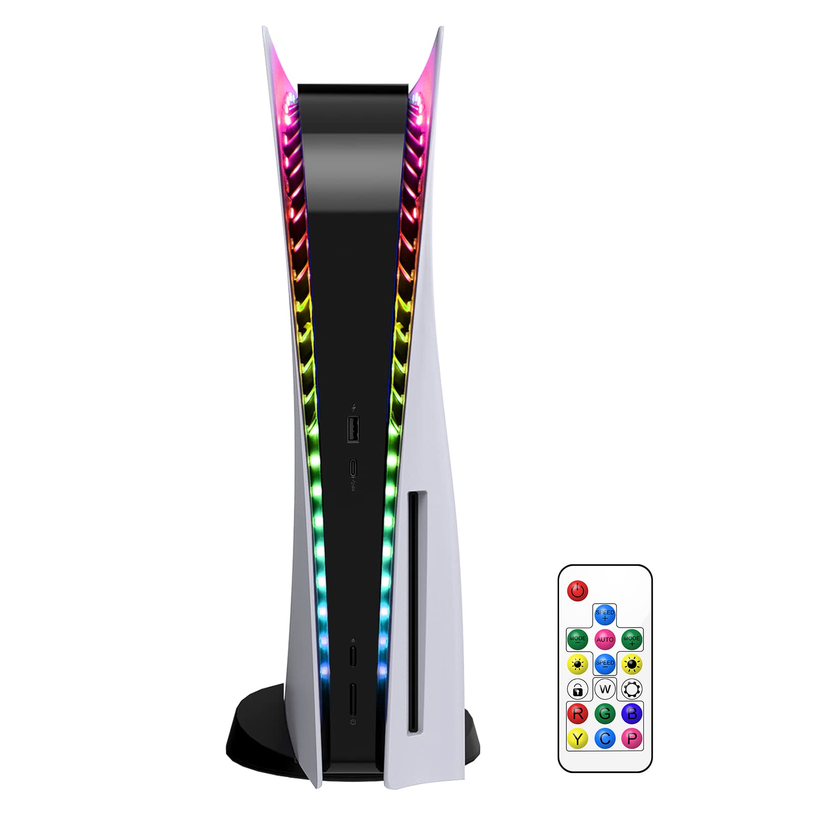 YUANHOT LED RGB Işık Şeridi PlayStation 5/PS5 ile Uyumlu İnce Disk ve Dijital Sürüm Konsolu, 7 Renk 358 Modlu, Kendin Yap Dekorasyon Aksesuarları, Uzaktan Kumandalı Esnek Işık Şeridi