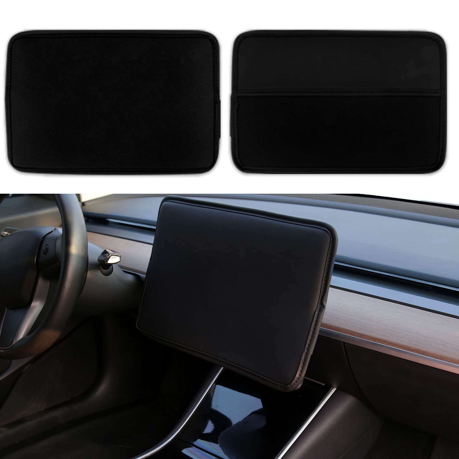 XTAUTO Tesla Model 3 Modeliyle Uyumlu Ekran Koruyucu Kapak, Y Orta Konsol Ekran Kapağı, Katlanır Güneşlik, Kılıf, Çizilme, Toz, Isıdan Ekran Koruması, Tesla İç Aksesuarları (Siyah)