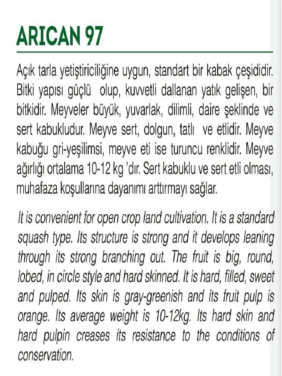 AGRODAL TARIM Ata Tohumu Yerli Balkabağı 10 Adet Tohum