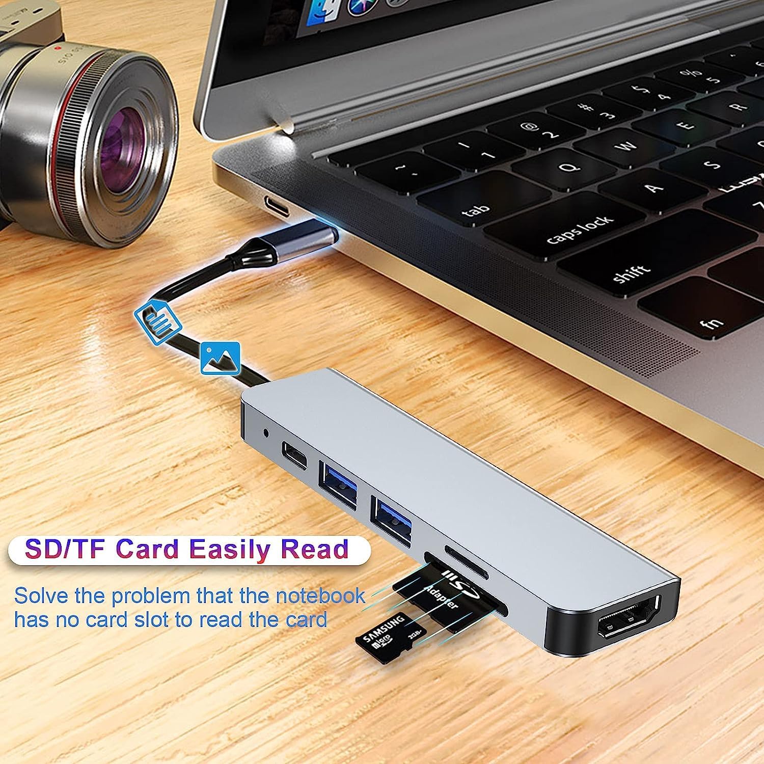 SZPACMATE USB C HUB, MacBook Pro ve Hava Aksesuarları için Çoklu Bağlantı Noktalı USB C Adaptörü, 4K HDMI, USB 3.0, SD/TF Kart Okuyucu, 100W PD Dizüstü Bilgisayar ve Diğer C Tipi Cihazlar için Uyumlu