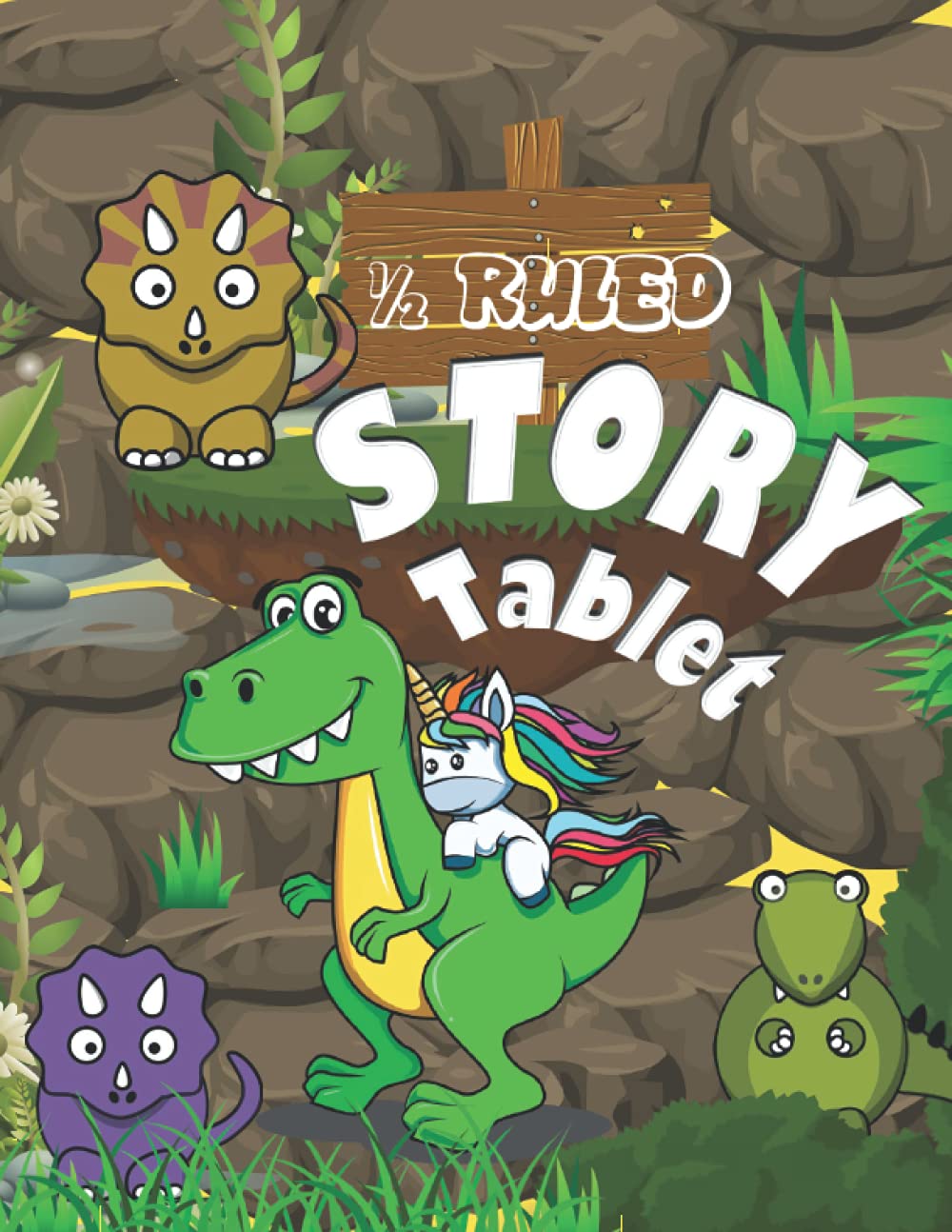 1/2 Ruled Story Tablet: Primary Composition Notebook 1/2 Blank, Dotted Midline for Early Learning Grades K-2