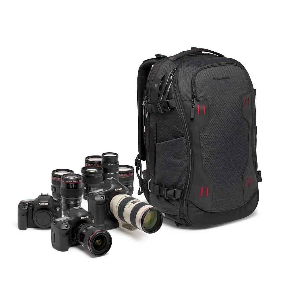Manfrotto Pro Işık FlexLoader L, Refleks ve Aynasız Kameralar için Sırt Çantası, 3 Eksenli Gimbal Sabitleyici için Genişletilebilir Cep, Ön Erişim, Çoklu Tripod Ek, Değiştirilebilir Bölücüler, Siyah