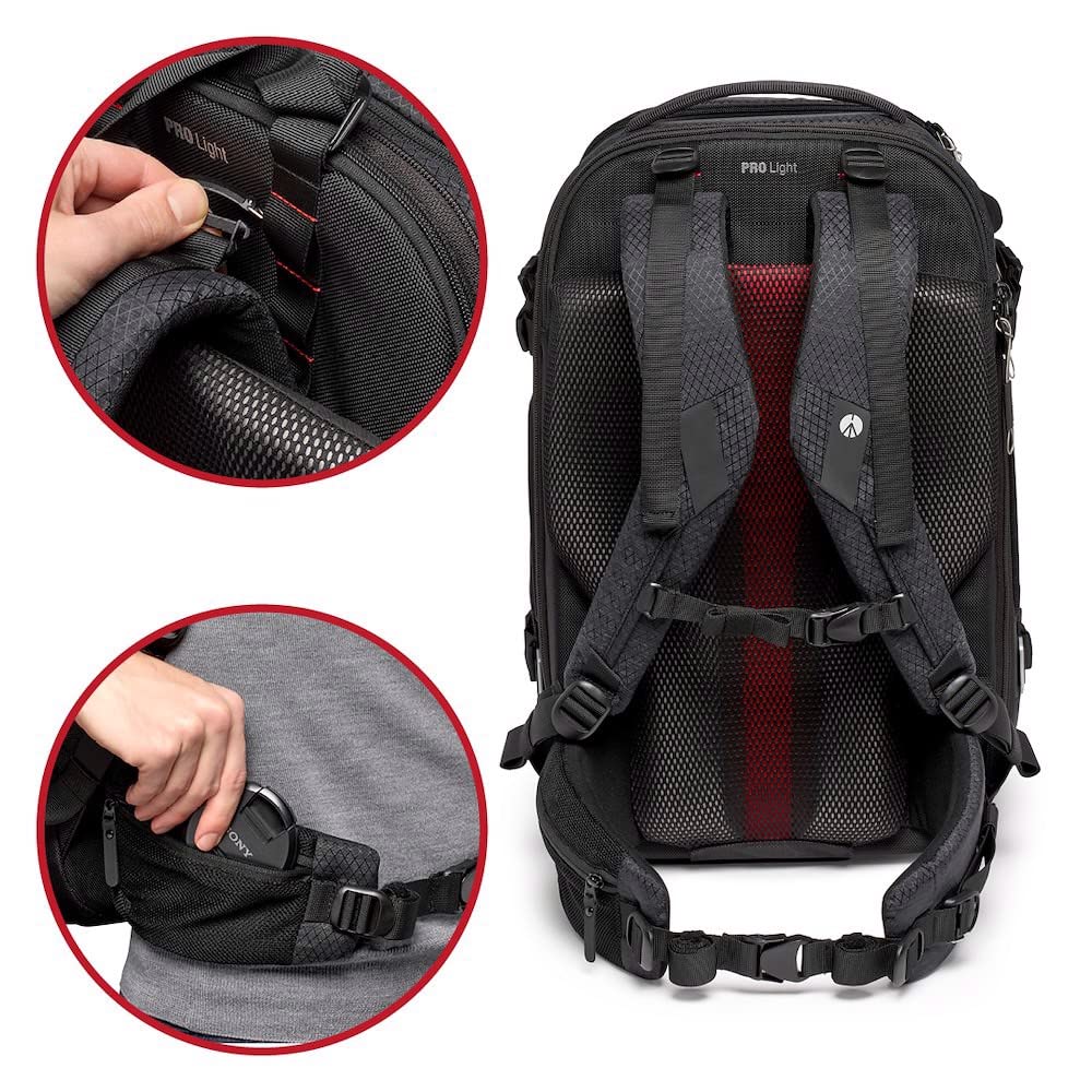 Manfrotto Pro Işık FlexLoader L, Refleks ve Aynasız Kameralar için Sırt Çantası, 3 Eksenli Gimbal Sabitleyici için Genişletilebilir Cep, Ön Erişim, Çoklu Tripod Ek, Değiştirilebilir Bölücüler, Siyah