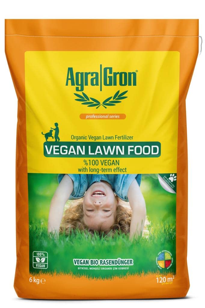 AgraGron Vegan Lawn Food%100 Bitkisel Menşeli Çim Gübresi/Doğal Çim Coşturan Gübre 6 kg Alman Lisanslı