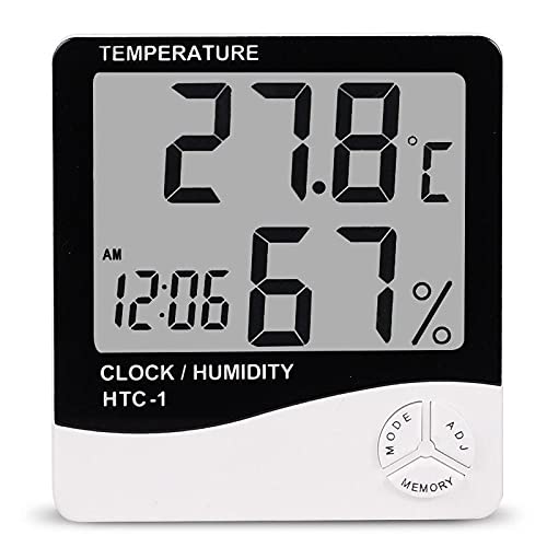 Wellhise HTC-1 Dijital Termometre Sıcaklık Ve Nem Ölçer Higrometre Masa Alarm