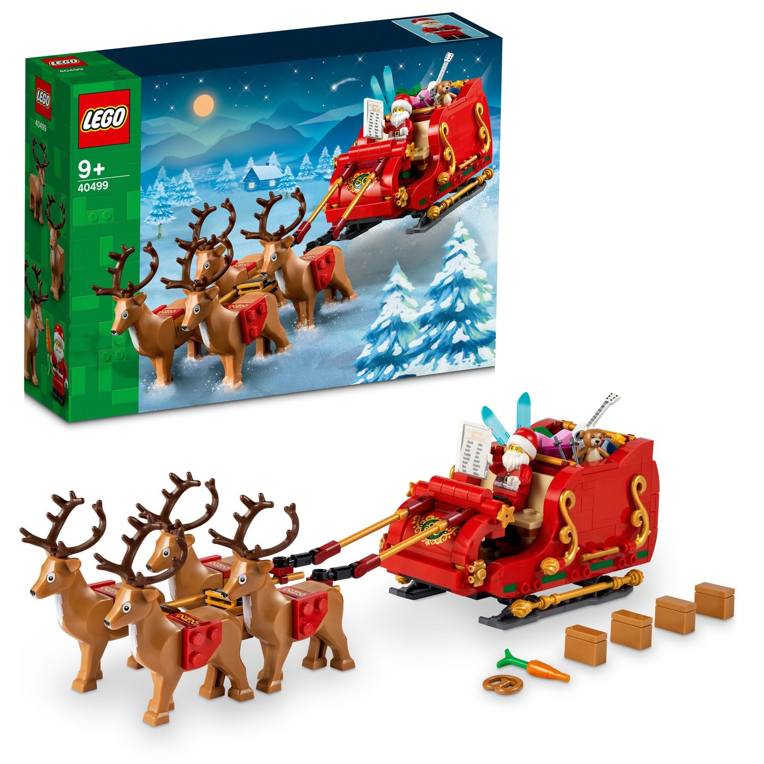 LEGO Iconic Noel Babanın Kızağı, Çocuklar için Minifigür ve Ren Geyiği Figürleri İçeren Yeni Yıl Hediyesi Oyuncak Yapım Seti, Yılbaşı Süsü 40499