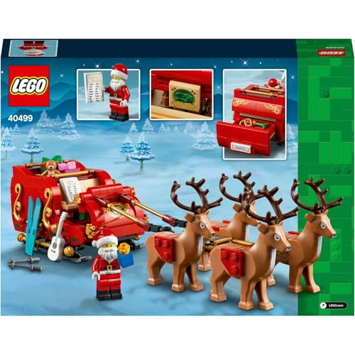 LEGO Iconic Noel Babanın Kızağı, Çocuklar için Minifigür ve Ren Geyiği Figürleri İçeren Yeni Yıl Hediyesi Oyuncak Yapım Seti, Yılbaşı Süsü 40499