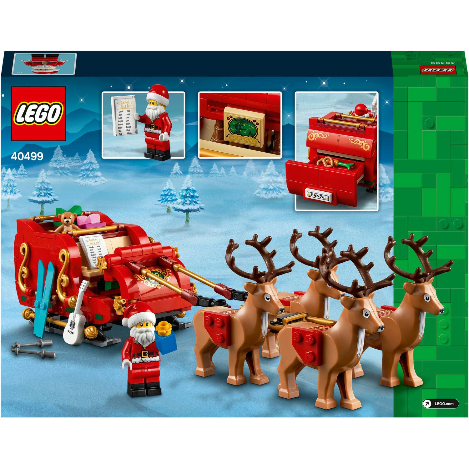 LEGO Iconic Noel Babanın Kızağı, Çocuklar için Minifigür ve Ren Geyiği Figürleri İçeren Yeni Yıl Hediyesi Oyuncak Yapım Seti, Yılbaşı Süsü 40499