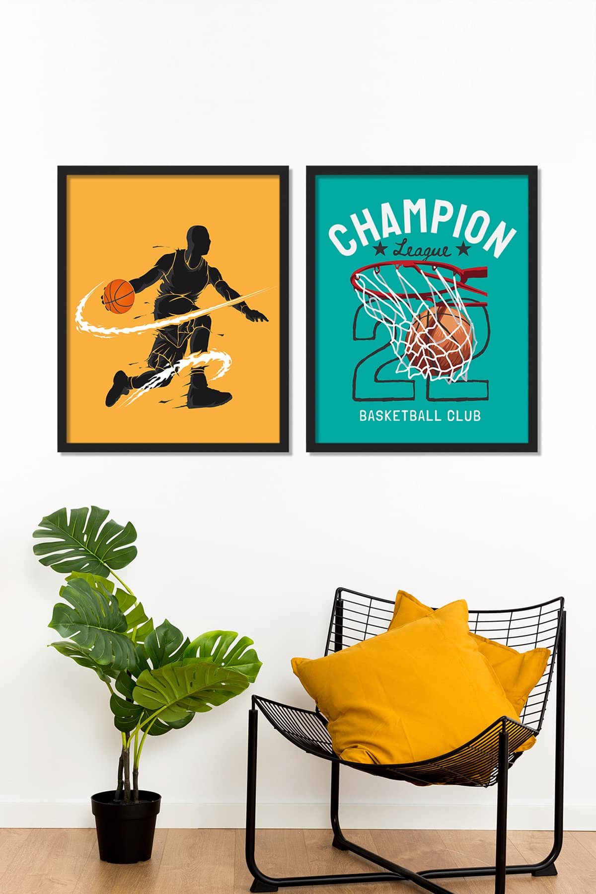 Basketbol Ahşap Çerçeveli Poster Set 30x40 cm