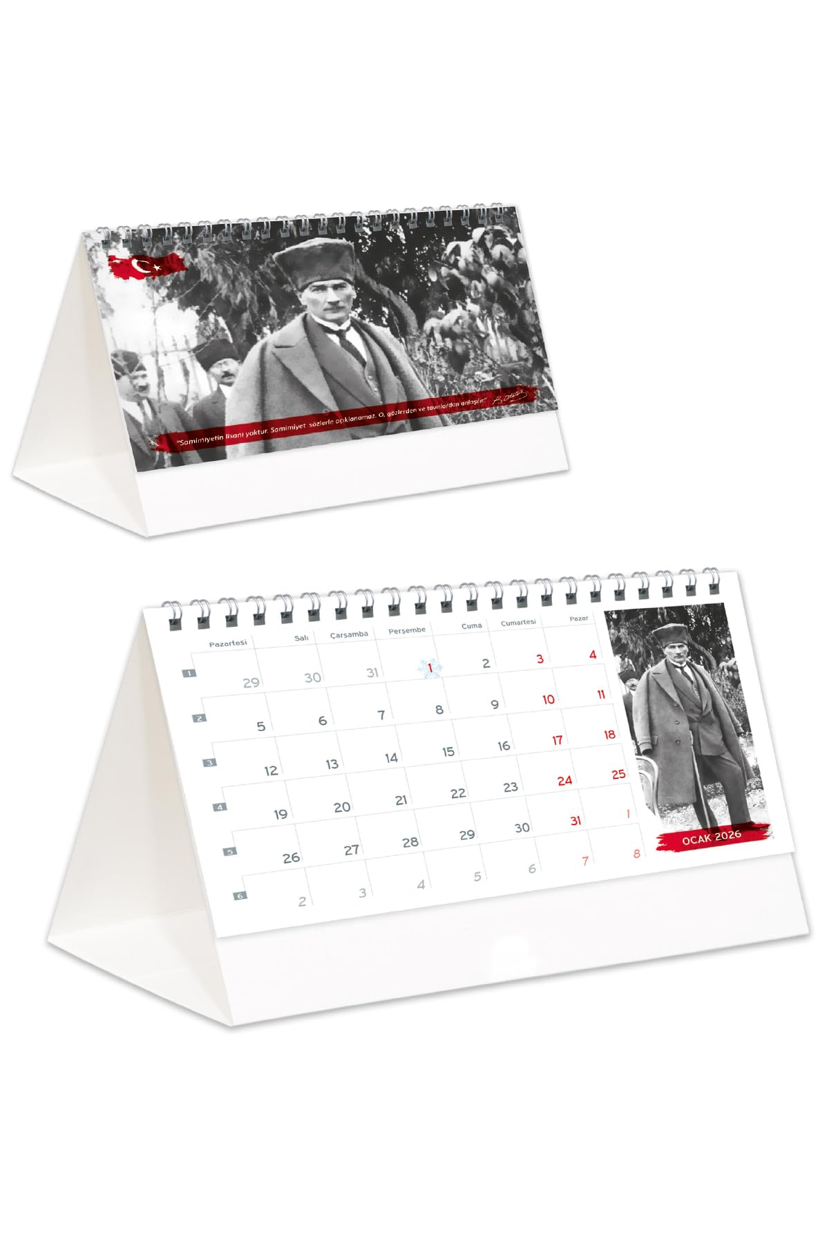 2026 Atatürk Piramit Masa Takvimi Masaüstü Takvim 21x17 cm