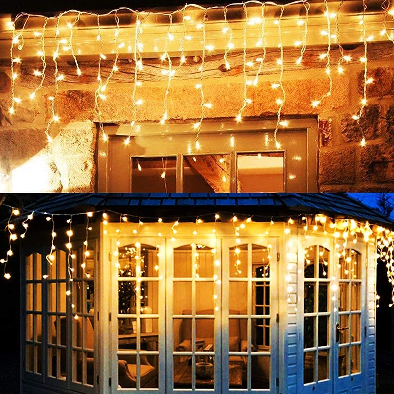 OBEV 8 Fonksiyonlu Dekoratif Saçak Led Sarkıt Perde Led Eklenebilir Led Süsleme Led Peri Led Işık Ledli Işık Yılbaşı Led Yılbaşı Işık Yılbaşı Süsü (4 Metre)