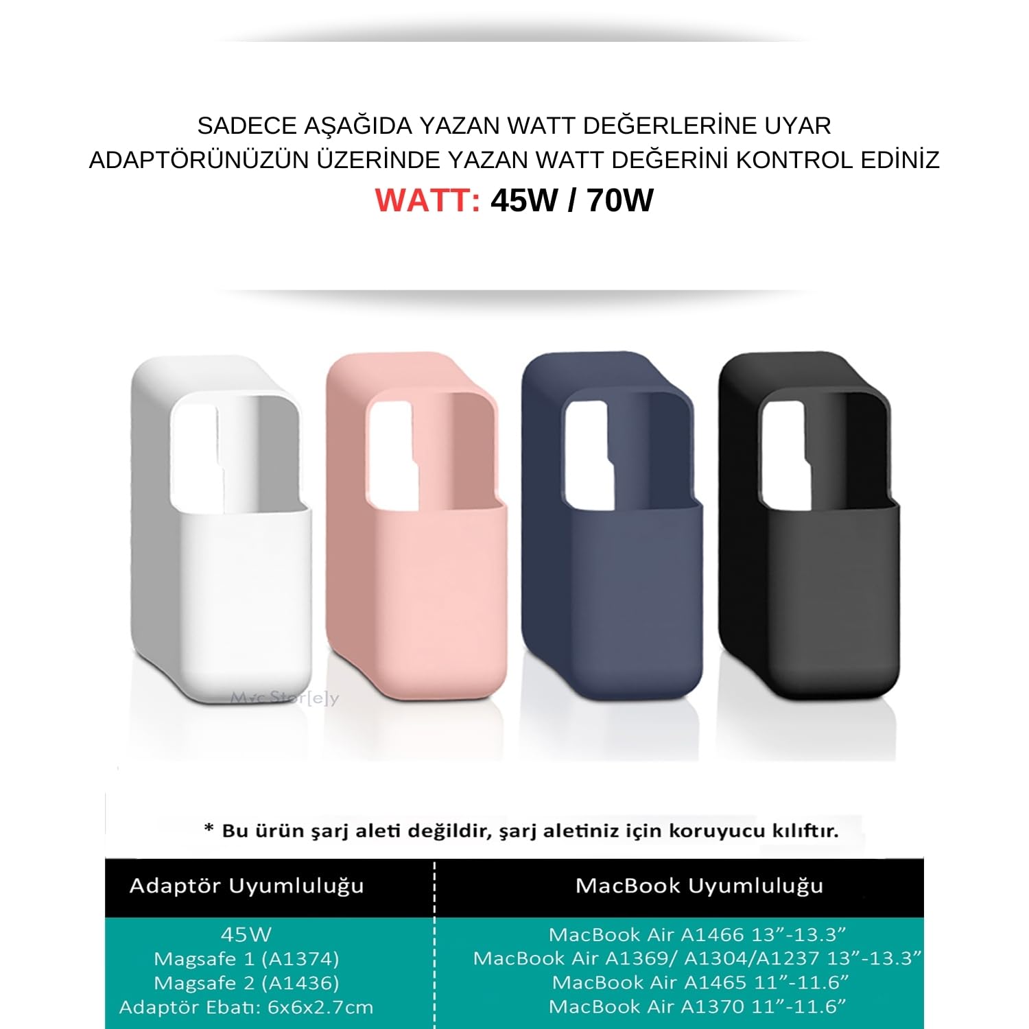 McStorey MacBook Pro 14 inç M1-M5 Uyumlu Silikon Şarj Aleti Kılıfı 360° Koruyucu | 70W USB-C/MagSafe 45W 1–2 – Ultra İnce Yıkanabilir, Kaymaz Yüzey Mavi