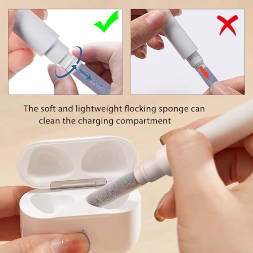 Yesimla Airpods Kulaklık Temizleme Kiti, Airpods Pro 1 2 3 Temizleyici Kit Kalem Şekli Kablosuz Kulaklıklar için Yumuşak Fırçalı Bluetooth Kulaklık Şarj Kutusu Aksesuar Aracı, Bilgisayar, Kamera ve Telefon (Beyaz)