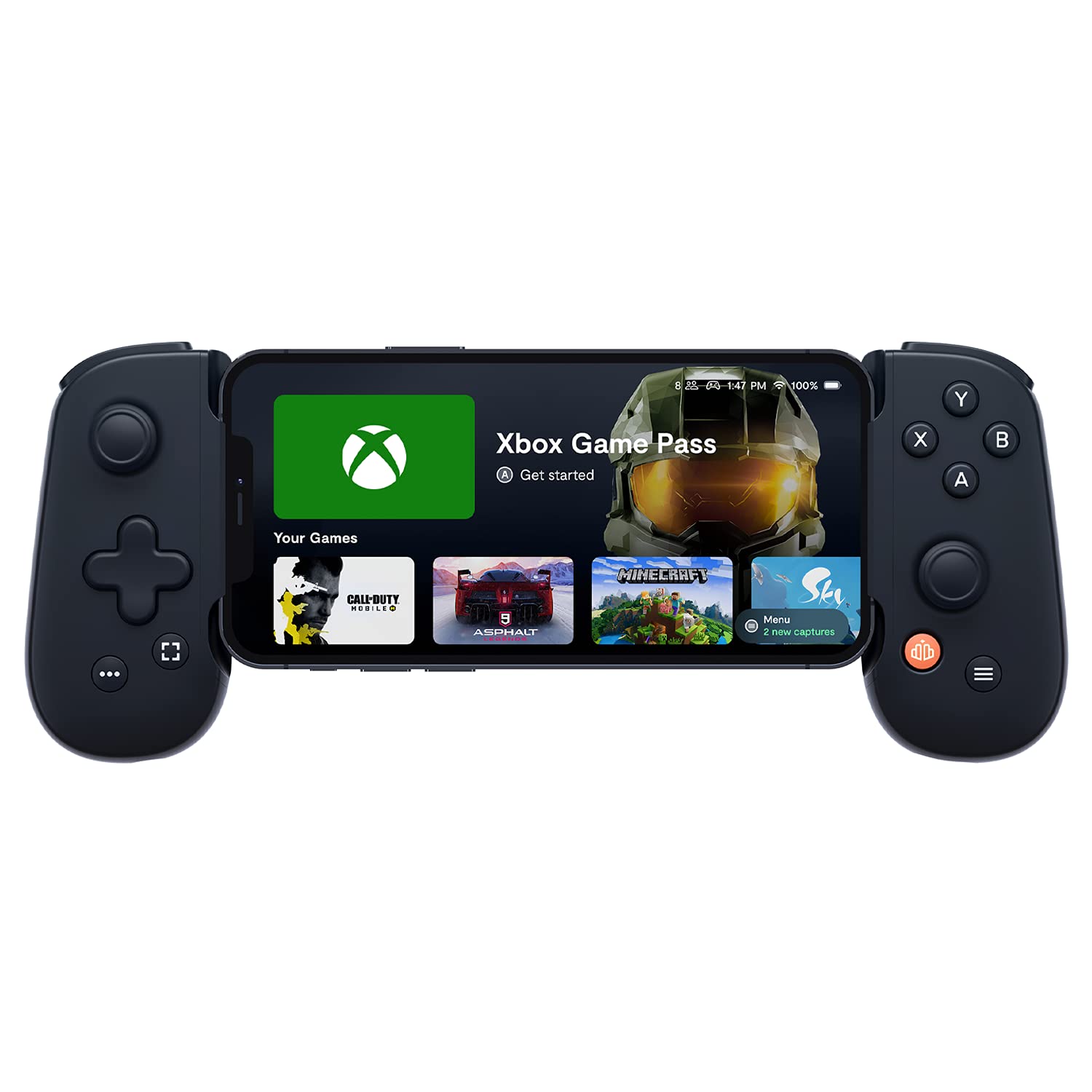 Backbone One Lightning Xbox Edition – iPhone için düşük gecikmeli, Xbox stili mobil oyun kolu; Lightning bağlantı, 3,5 mm kulaklık girişi ve pass‑through şarj