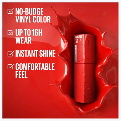 MAYBELLINE Super Stay Vinyl Ink Uzun Süre Kalıcı Likit Parlak Ruj - 35 Cheeky