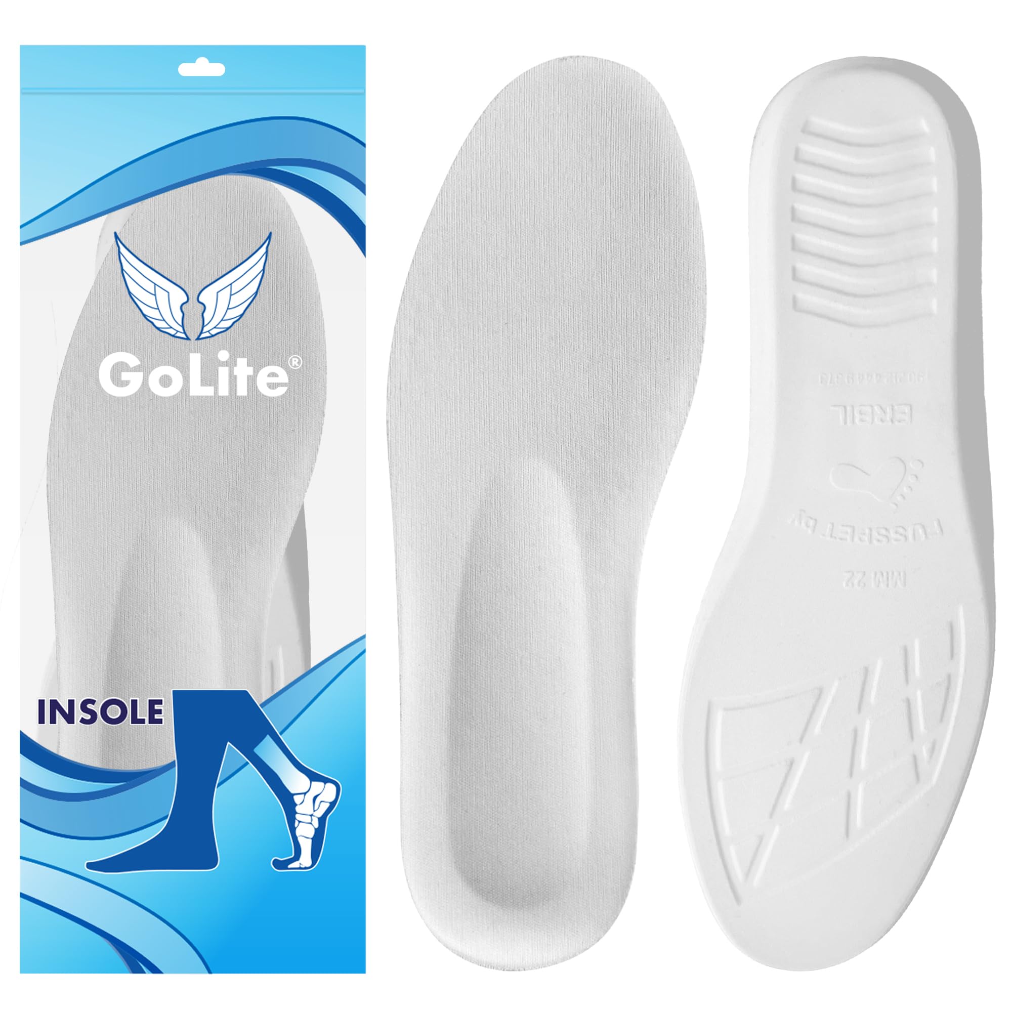 GoLite Spor Ayakkabı Tabanlığı, Günlük Memory Foam Hafızalı Ayakkabı İç Tabanı, Sneaker Rahat, Yumuşak Tabanlık - M22 Insole (37, Beyaz)