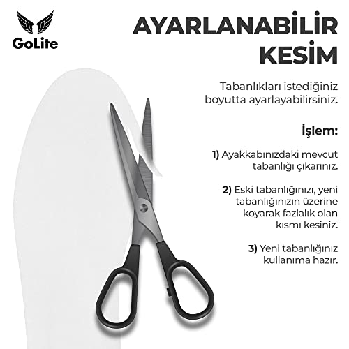 GoLite Spor Ayakkabı Tabanlığı, Günlük Memory Foam Hafızalı Ayakkabı İç Tabanı, Sneaker Rahat, Yumuşak Tabanlık - M22 Insole (37, Beyaz)