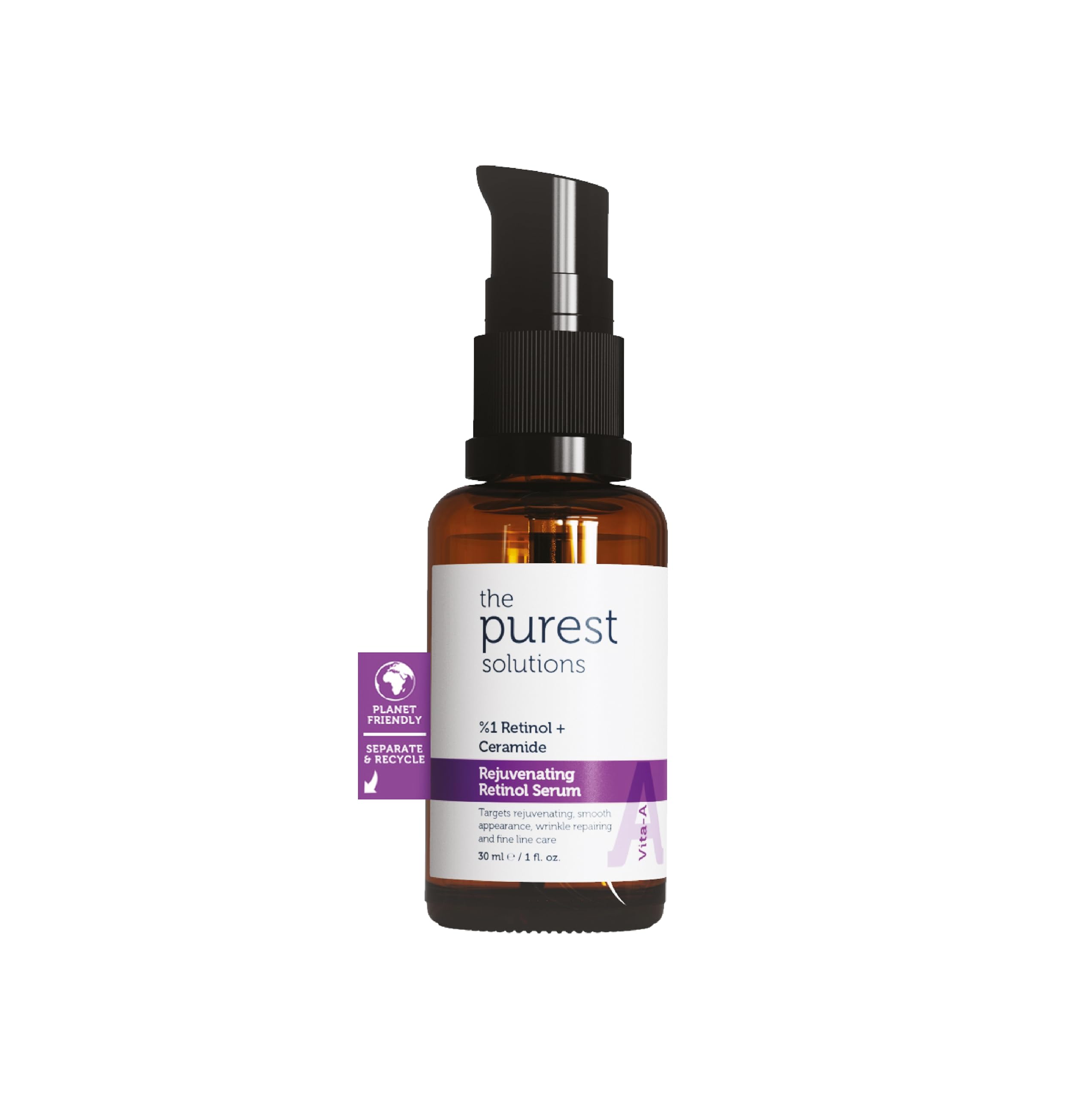 The Purest Solutions, Retinol İçerikli Gece Bakım Serumu, Kırışıklık Karşıtı Bakım, 30 ml (%1 Retinol + Seramid)