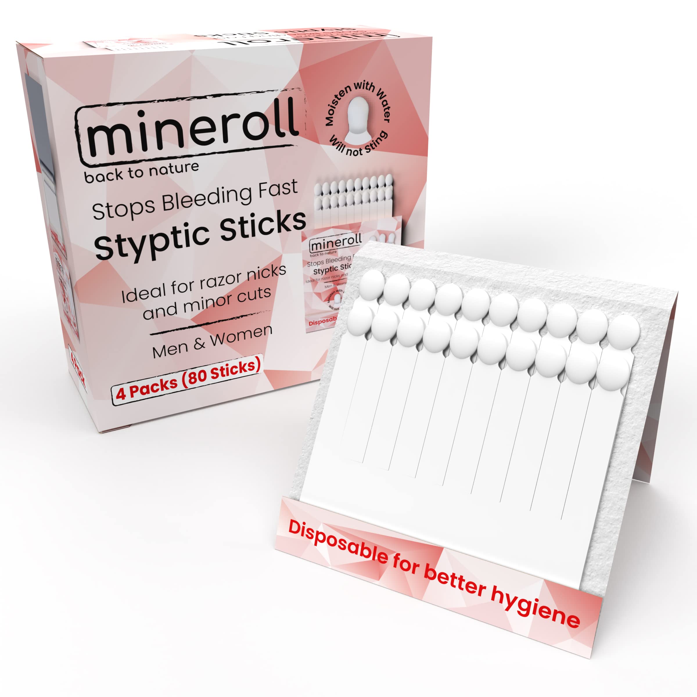 Mineroll Tek Kullanımlık Çubuk Kan Taşı, Erkekler ve Kadınlar için Ufak Jilet Kesikleri ve Manikür Pedikür Uygulamalarında Kanamayı Durdurur, 20'li 4 Paket