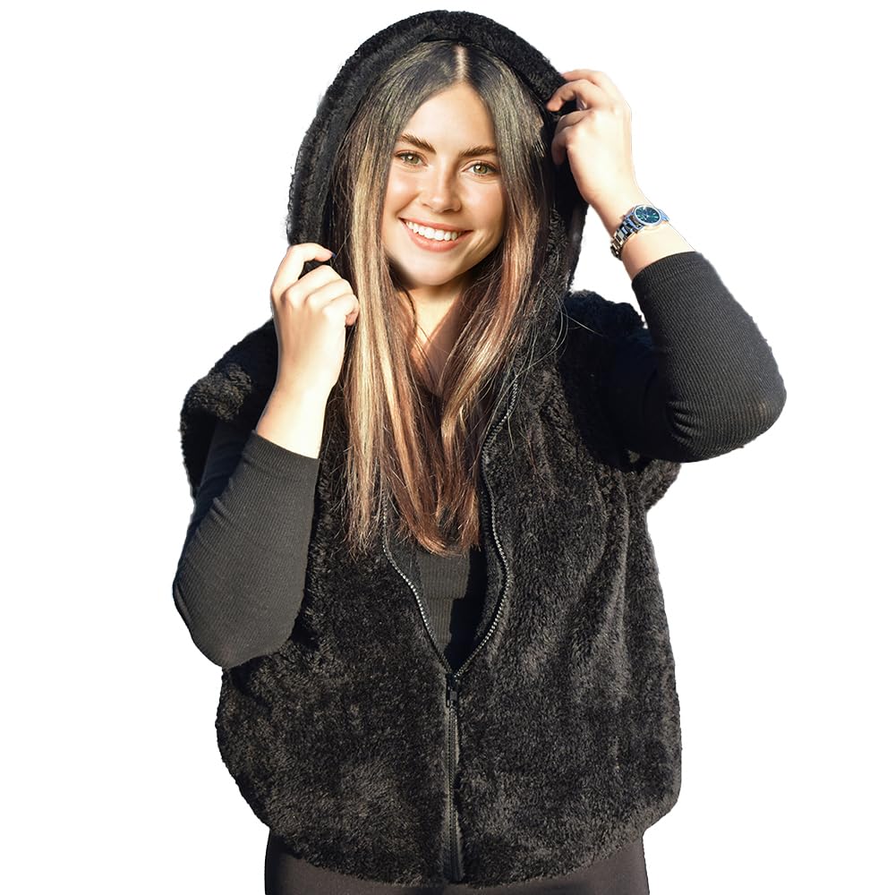 Pelüş Yelek,Sweat,Pelüş Mont,sıcak Tutan Yelek, Yılbaşı Hediyesi (Siyah, Standart)